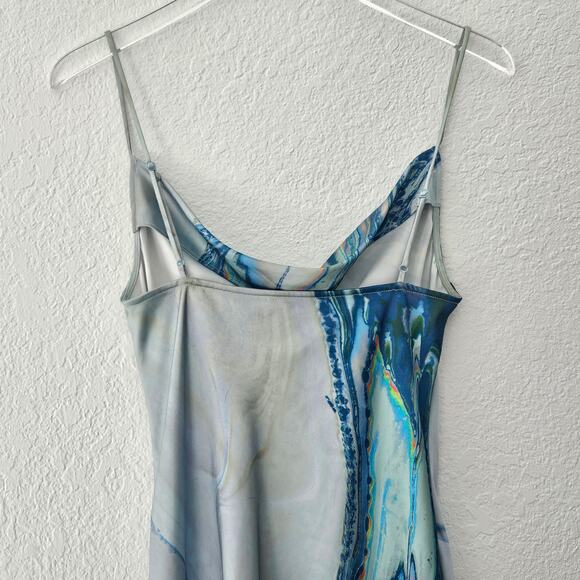 Simkhai Nelli Slip dress Blue Agate Tie Dye Print Midi 4 - Picture 10 of 12